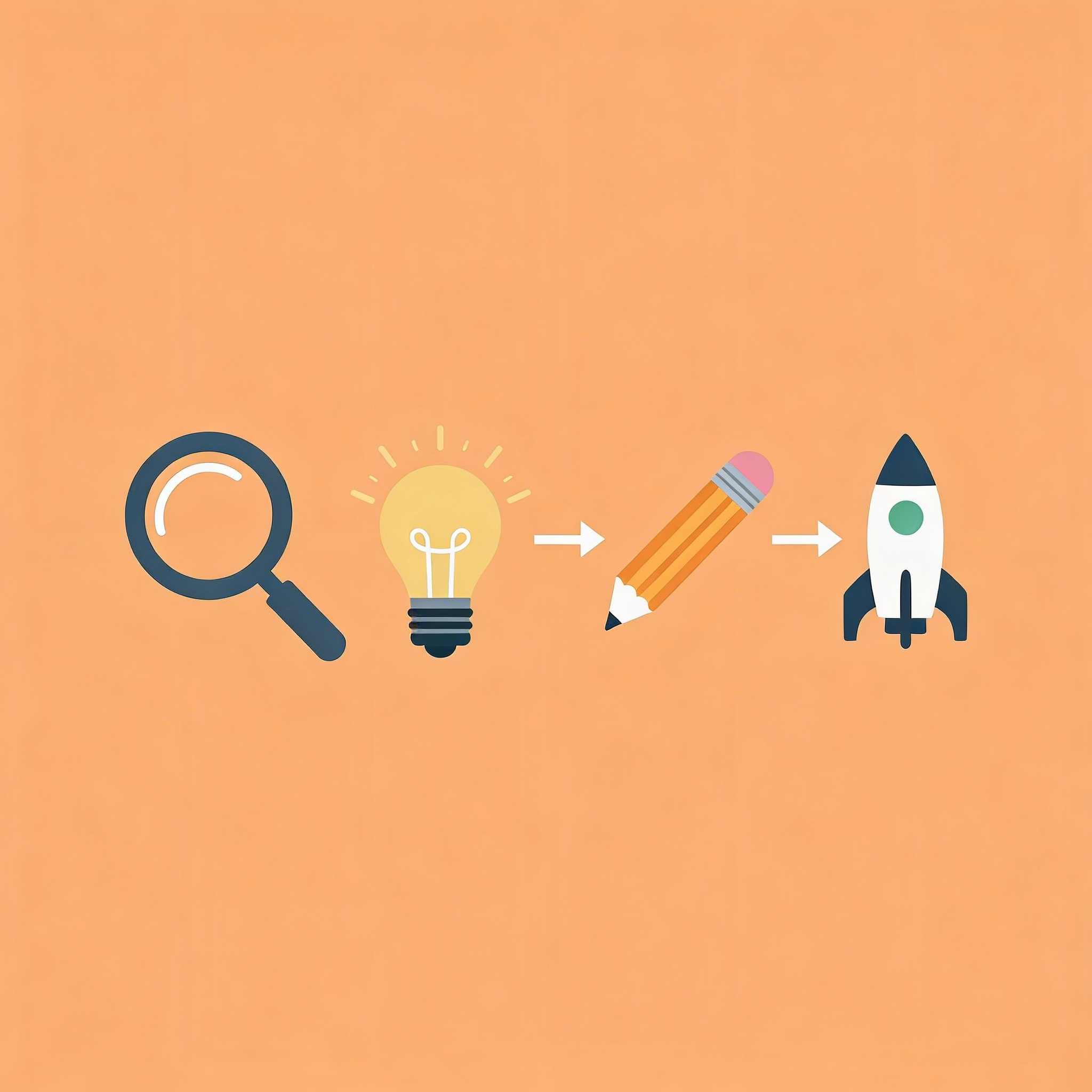 Three-step flow showing progression from idea to prototype to finished product